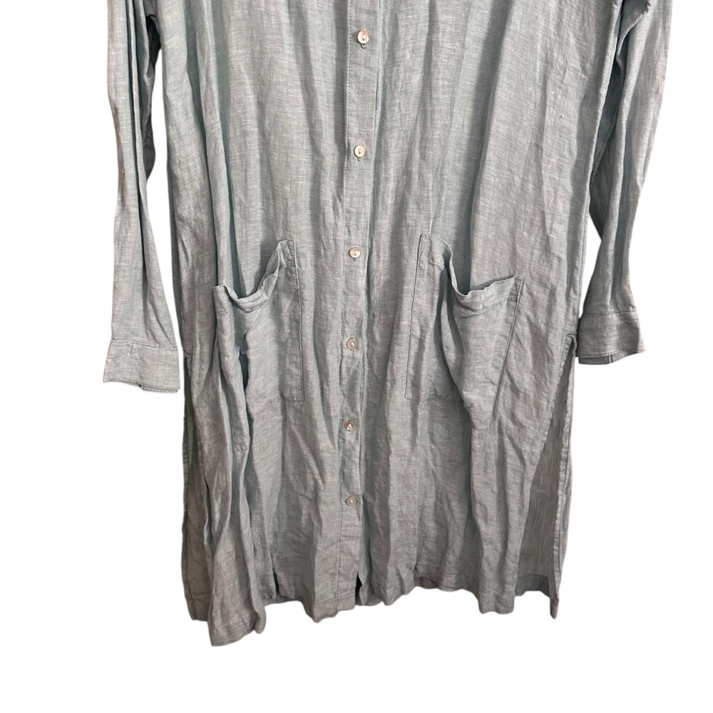 JNY JONES NY 100% Linen Light Blue T-Shirt Dress Tunic Top With Pockets- L - Picture 5 of 8
